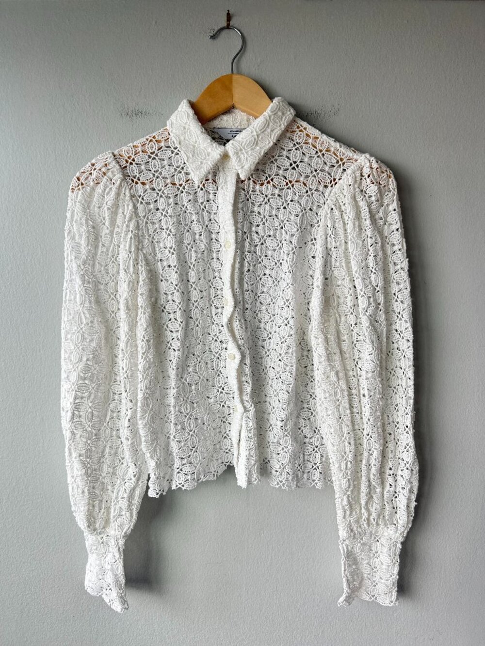 Stockholm Atelier & Other Stories White Lace Button Front Blouse Size 2